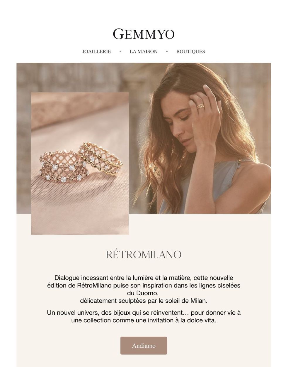 Aperçu du site Gemmyo, édition RétroMilano