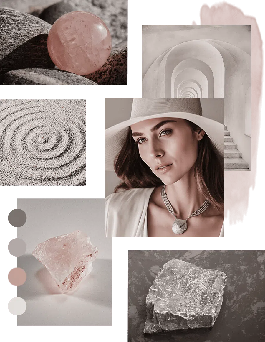 identité visuelle artisan d'art sur mesure moodboard - création sites web wordpress sur mesure pour les artisanes d'art et les professionnelles du bien-être