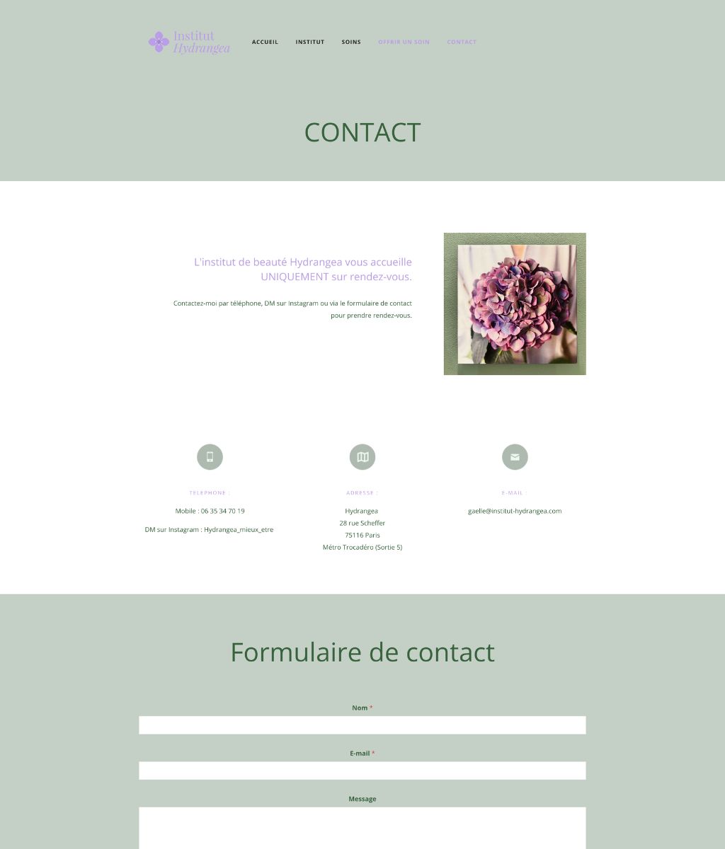 site wordpress page contact hydrangea avant